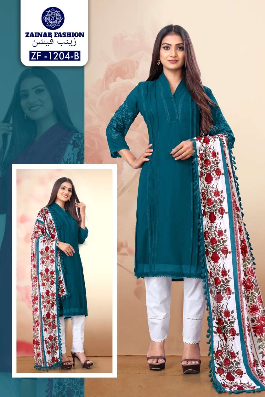 ZF-1204 COLOURS BY ZAINAB FASHION PAKISTANI SUITS BEAUTIFUL FANCY COLORFUL STYLISH PARTY WEAR & OCCASIONAL WEAR PURE GEORGETTE WITH EMBROIDERY DRESSES AT WHOLESALE PRICE