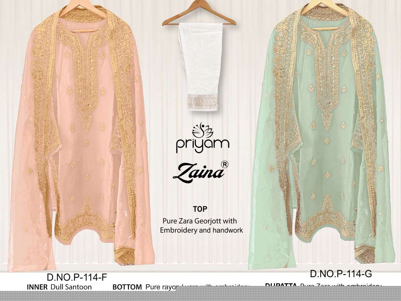 ZAINA HIT COLLECTION VOL-4 BY PRIYAM BEAUTIFUL PAKISTANI SUITS COLORFUL STYLISH FANCY CASUAL WEAR & ETHNIC WEAR PURE GEORGETTE DRESSES AT WHOLESALE PRICE