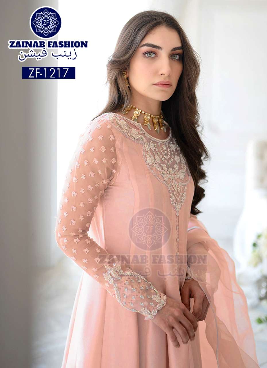 ZF-1217 BY ZAINAB FASHION PAKISTANI SUITS BEAUTIFUL FANCY COLORFUL STYLISH PARTY WEAR & OCCASIONAL WEAR PURE GEORGETTE WITH EMBROIDERY DRESSES AT WHOLESALE PRICE