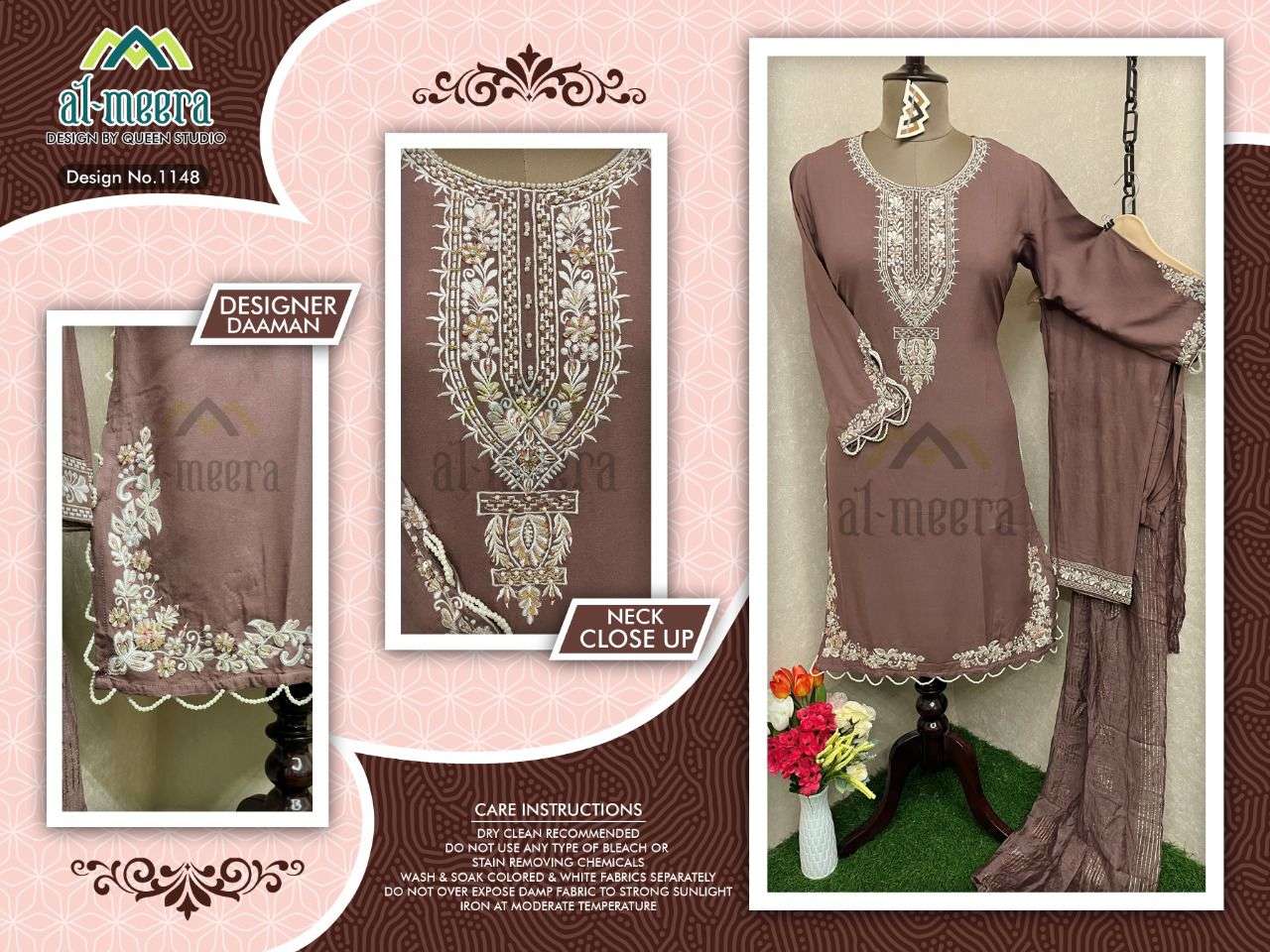 AL-MEERA HIT DESIGN 1148 COLOURS BY AL-MEERA 1148-A TO 1148-E SERIES BEAUTIFUL SUITS STYLISH COLORFUL FANCY CASUAL WEAR & ETHNIC WEAR RAYON EMBROIDERED DRESSES AT WHOLESALE PRICE