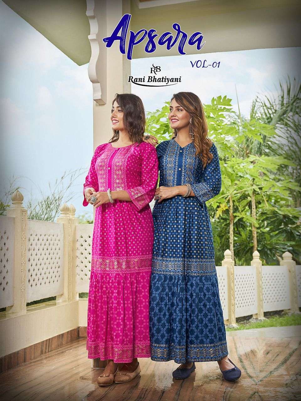 APSARA VOL-1 BY RANI BHATIYANI 1001 TO 1008 SERIES BEAUTIFUL STYLISH FANCY COLORFUL CASUAL WEAR & ETHNIC WEAR RAYON GOWNS AT WHOLESALE PRICE