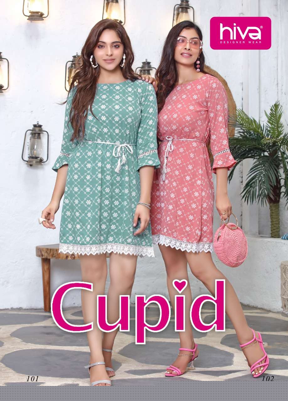 CUPID BY HIVA 101 TO 106 SERIES DESIGNER STYLISH FANCY COLORFUL BEAUTIFUL PARTY WEAR & ETHNIC WEAR COLLECTION RAYON PRINT TOPS AT WHOLESALE PRICE