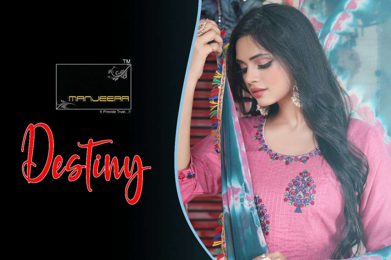 DESTINY BY MANJEERA 101 TO 108 SERIES BEAUTIFUL SUITS COLORFUL STYLISH FANCY CASUAL WEAR & ETHNIC WEAR FANCY DRESSES AT WHOLESALE PRICE