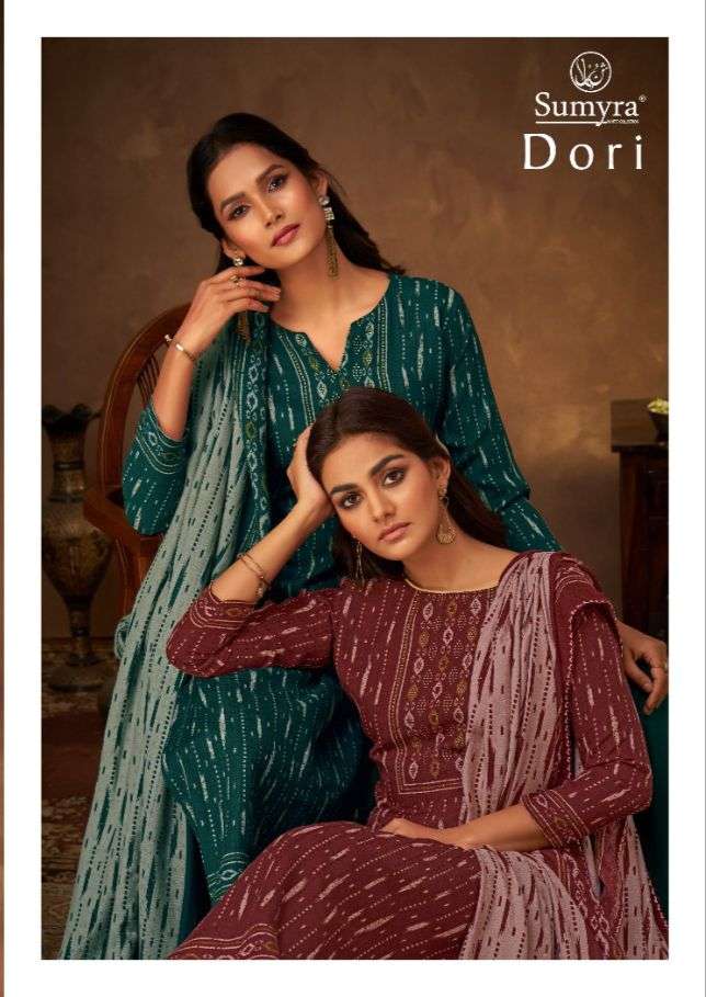 DORI BY SUMYRA 6001 TO 6008 SERIES BEAUTIFUL SUITS STYLISH FANCY COLORFUL PARTY WEAR & OCCASIONAL WEAR PURE PASHMINA PRINT DRESSES AT WHOLESALE PRICE