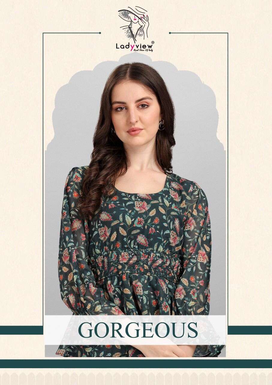 GORGEOUS BY LADY VIEW 258 TO 261 SERIES BEAUTIFUL STYLISH FANCY COLORFUL CASUAL WEAR & ETHNIC WEAR HEAVY GEORGETTE KURTIS AT WHOLESALE PRICE