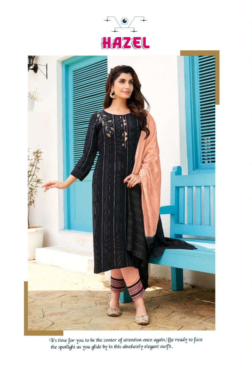 HAZEL BY IKW 001 TO 008 SERIES BEAUTIFUL SUITS COLORFUL STYLISH FANCY CASUAL WEAR & ETHNIC WEAR VISCOSE DRESSES AT WHOLESALE PRICE