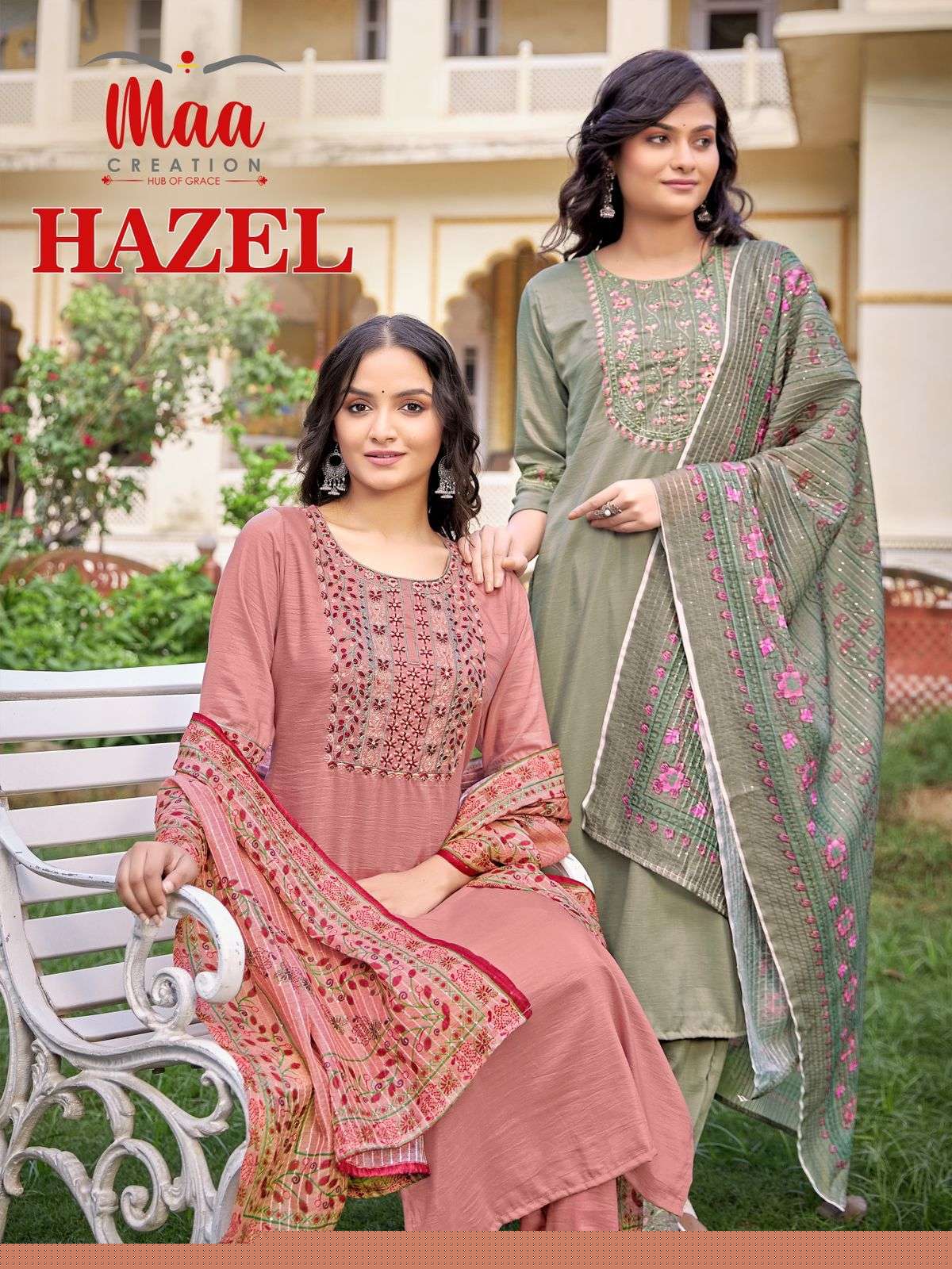 HAZEL BY MAA CREATION 1001 TO 1004 SERIES DESIGNER SUITS COLLECTION BEAUTIFUL STYLISH COLORFUL FANCY PARTY WEAR & OCCASIONAL WEAR CHINNON SILK DRESSES AT WHOLESALE PRICE