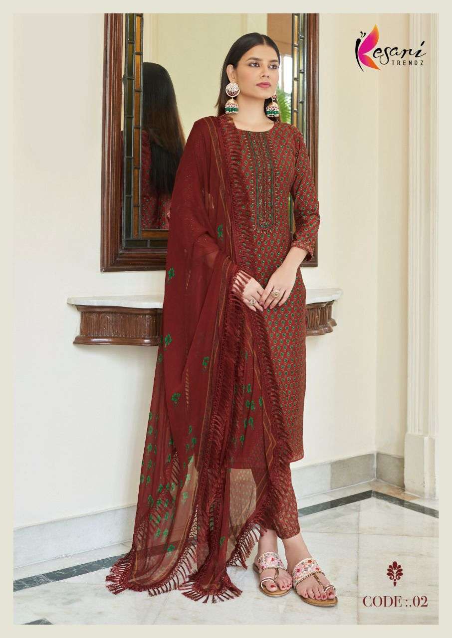 IZHAR BY KESARI TRENDZ 01 TO 06 SERIES BEAUTIFUL SUITS COLORFUL STYLISH FANCY CASUAL WEAR & ETHNIC WEAR SILK EMBROIDERED DRESSES AT WHOLESALE PRICE