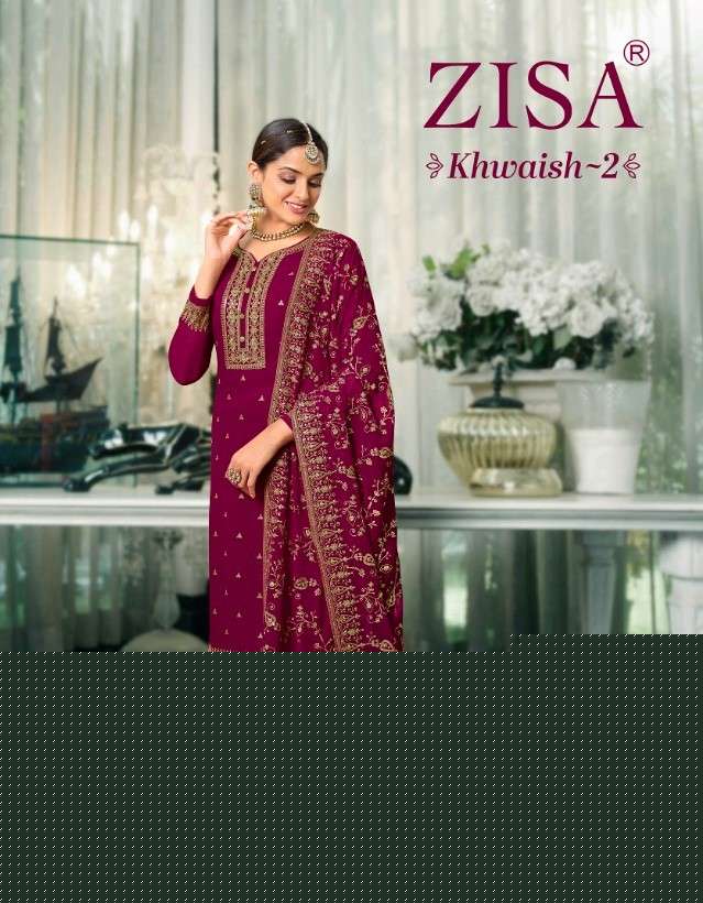 KHWAISH VOL-2 BY ZISA 13701 TO 13706 SERIES BEAUTIFUL SUITS COLORFUL STYLISH FANCY CASUAL WEAR & ETHNIC WEAR GEORGETTE EMBROIDERED DRESSES AT WHOLESALE PRICE