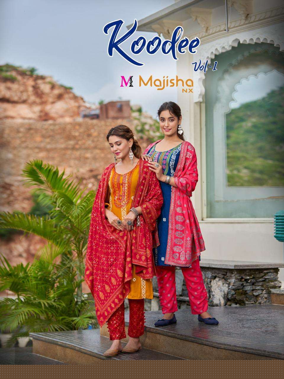 KOODEE VOL-1 BY MAJISHA NX 1001 TO 1008 SERIES BEAUTIFUL SUITS COLORFUL STYLISH FANCY CASUAL WEAR & ETHNIC WEAR PURE RAYON PRINT DRESSES AT WHOLESALE PRICE