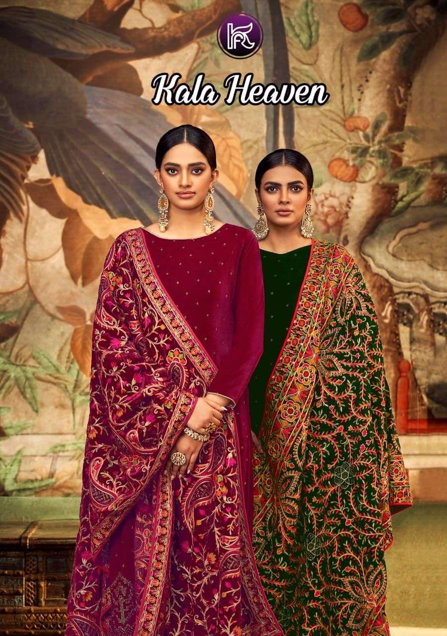 KALA HEAVEN BY KALA FASHION 2001 TO 2007 SERIES BEAUTIFUL SUITS COLORFUL STYLISH FANCY CASUAL WEAR & ETHNIC WEAR VELVET WITH WORK DRESSES AT WHOLESALE PRICE