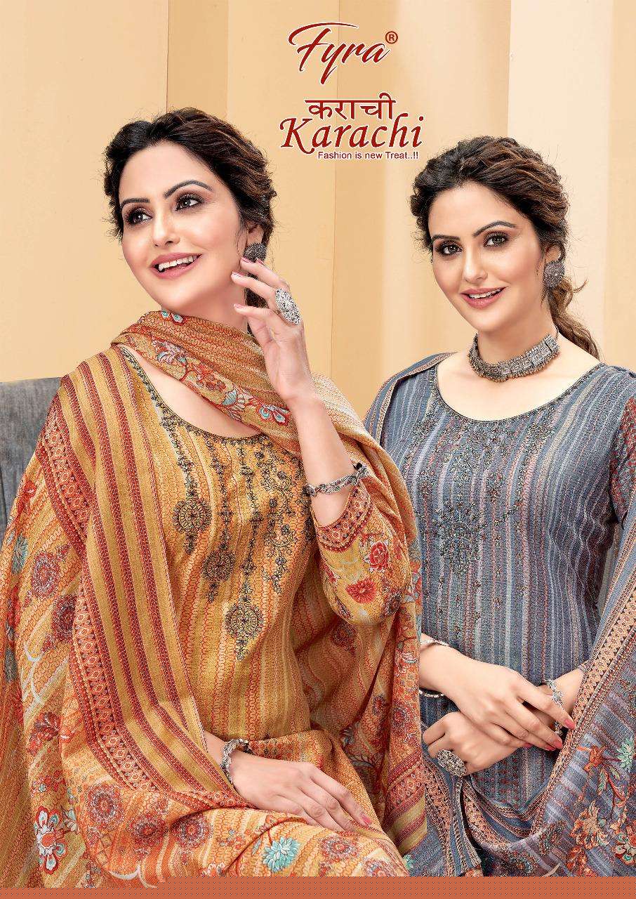 KARACHI BY FYRA 933-001 TO 933-008 SERIES BEAUTIFUL SUITS COLORFUL STYLISH FANCY CASUAL WEAR & ETHNIC WEAR PURE COTTON PRINT DRESSES AT WHOLESALE PRICE