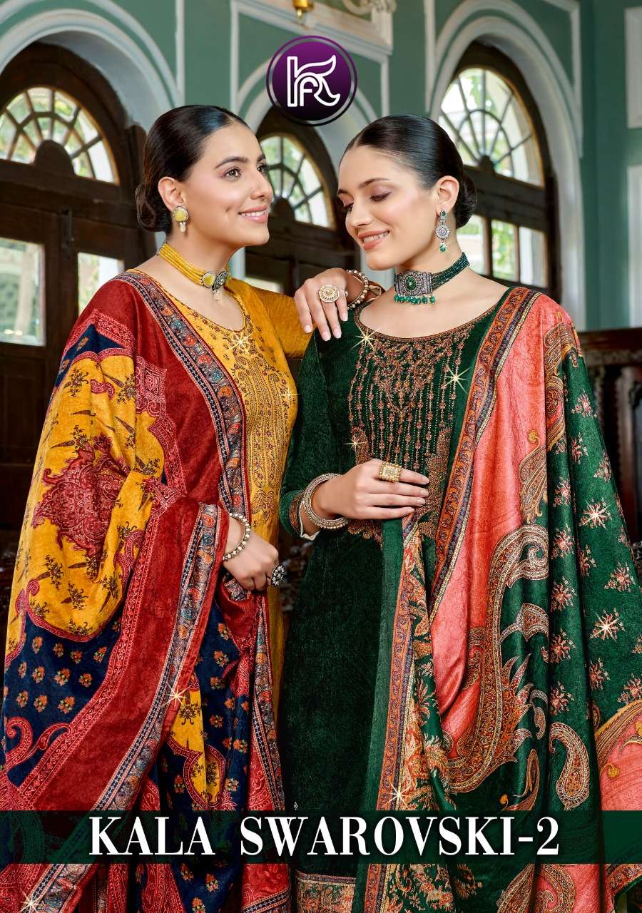 KALA SWAROVSKI VOL-2 BY KALA FASHION 8001 TO 8006 SERIES DESIGNER SUITS COLLECTION BEAUTIFUL STYLISH FANCY COLORFUL PARTY WEAR & OCCASIONAL WEAR VELVET DRESSES AT WHOLESALE PRICE