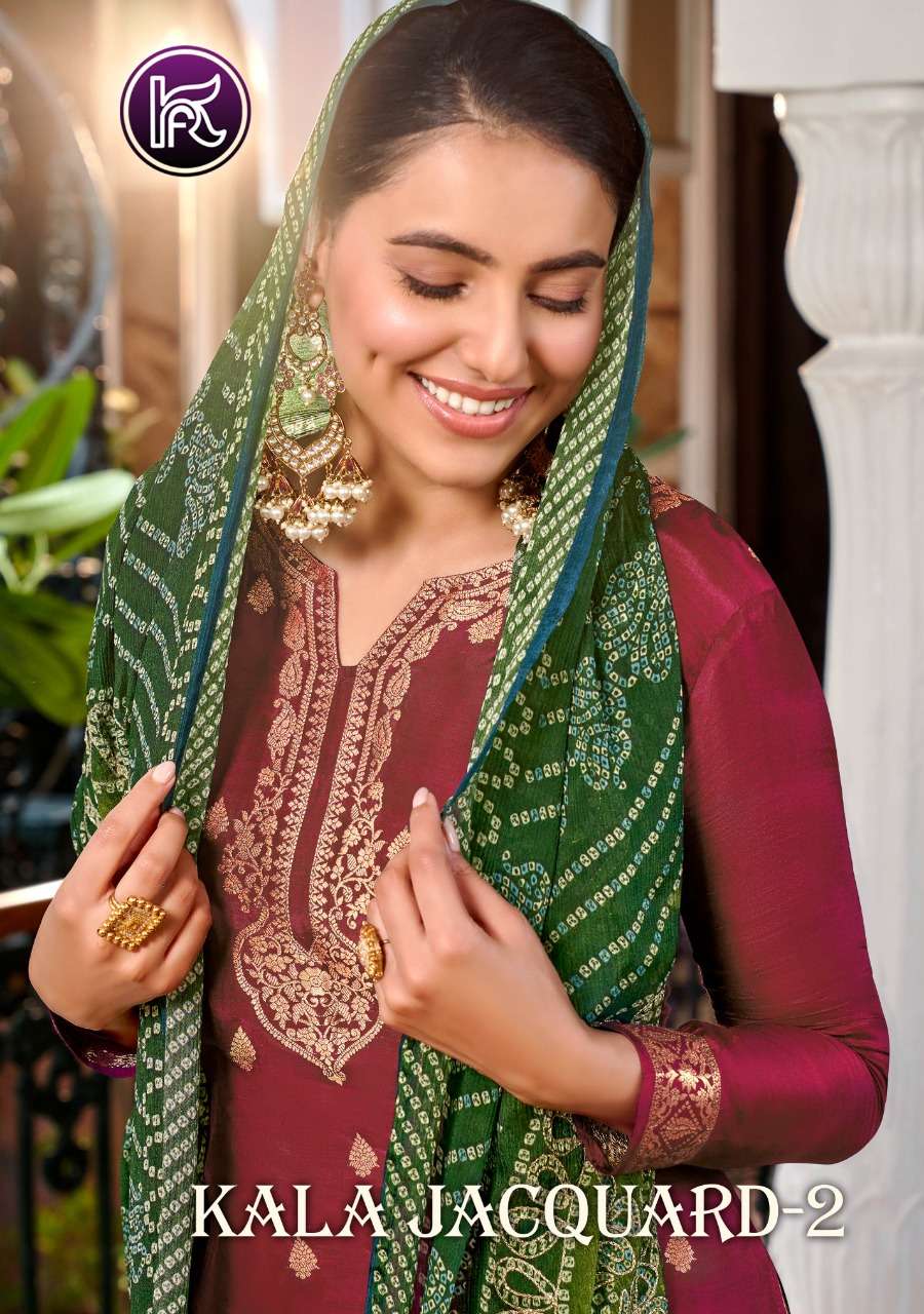 KALA JACQUARD VOL-2 BY KALA FASHION 6001 TO 6006 SERIES DESIGNER SUITS COLLECTION BEAUTIFUL STYLISH COLORFUL FANCY PARTY WEAR & OCCASIONAL WEAR SILK JACQUARD DRESSES AT WHOLESALE PRICE