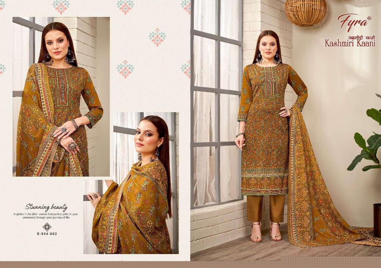 KASHMIRI KAANI BY FYRA 932-001 TO 932-008 SERIES BEAUTIFUL SUITS COLORFUL STYLISH FANCY CASUAL WEAR & ETHNIC WEAR PURE PASHMINA DRESSES AT WHOLESALE PRICE
