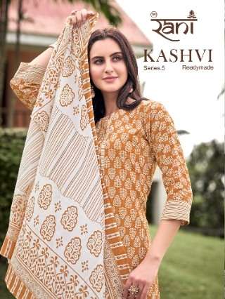 KASHVI VOL-5 BY RANI FASHION 5001 TO 5006 SERIES SUITS BEAUTIFUL FANCY COLORFUL STYLISH PARTY WEAR & OCCASIONAL WEAR COTTON PRINT DRESSES AT WHOLESALE PRICE