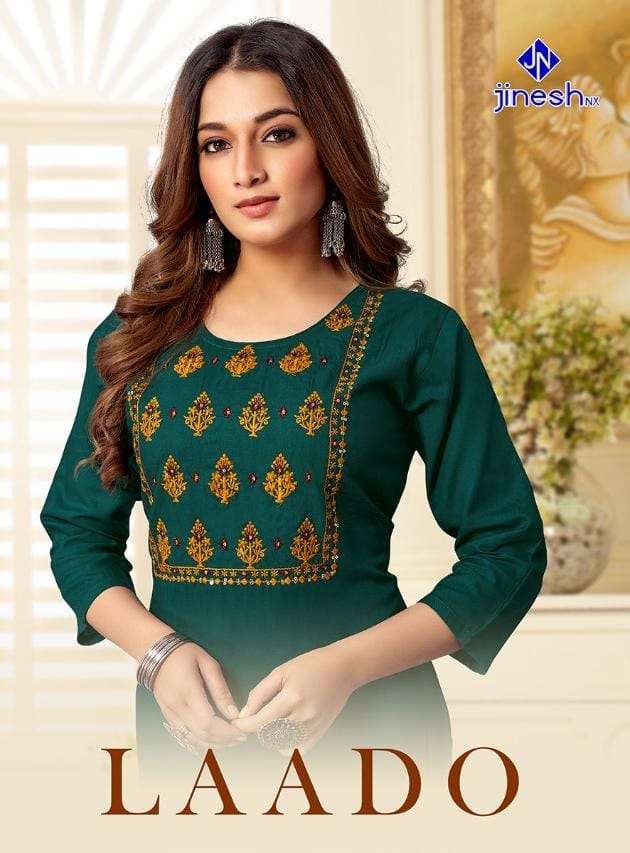LAADO BY JINESH NX 1001 TO 1008 SERIES DESIGNER STYLISH FANCY COLORFUL BEAUTIFUL PARTY WEAR & ETHNIC WEAR COLLECTION RAYON EMBROIDERED KURTIS AT WHOLESALE PRICE