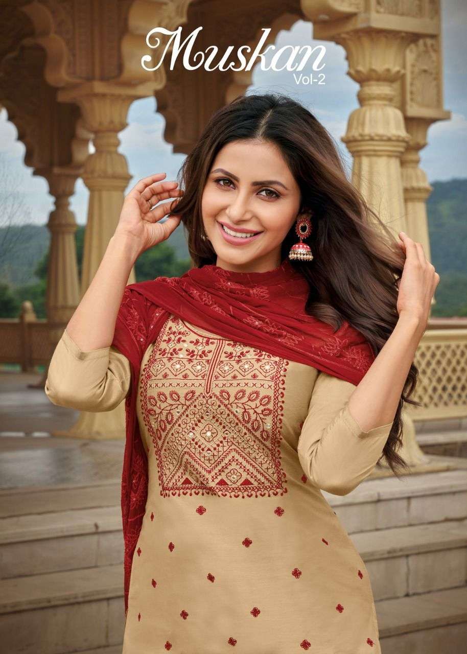 MUSKAN VOL-2 BY ARTIO 50001 TO 50008 SERIES BEAUTIFUL SUITS COLORFUL STYLISH FANCY CASUAL WEAR & ETHNIC WEAR COTTON SILK DRESSES AT WHOLESALE PRICE