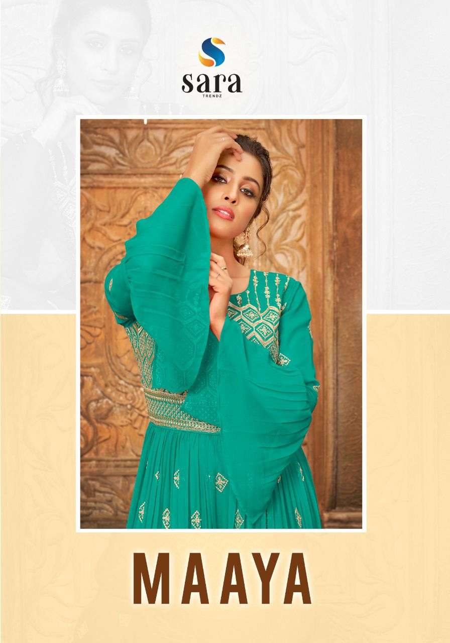 MAAYA BY SARA TRENDZ 4051 TO 4054 SERIES DESIGNER STYLISH FANCY COLORFUL BEAUTIFUL PARTY WEAR & ETHNIC WEAR COLLECTION GEORGETTE JUMPSUIT AT WHOLESALE PRICE