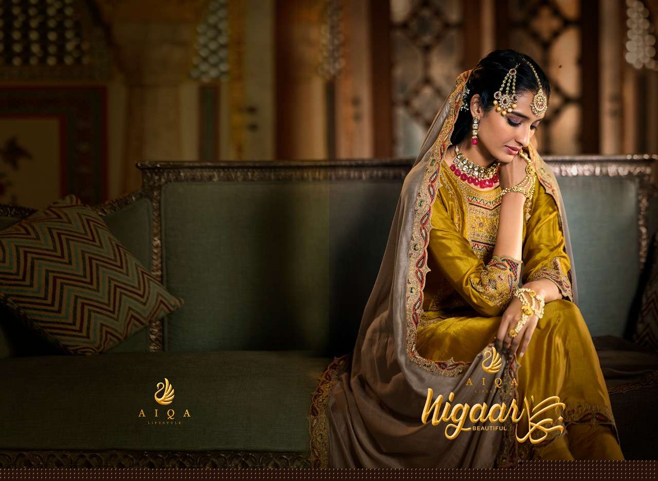 NIGAAR BY AIQA 1557 TO 1564 SERIES BEAUTIFUL SUITS COLORFUL STYLISH FANCY CASUAL WEAR & ETHNIC WEAR PURE BEMBERG SILK DRESSES AT WHOLESALE PRICE