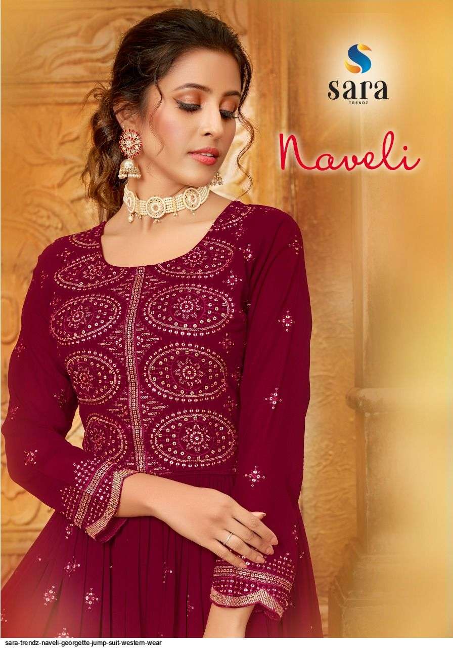 NAVELI BY SARA TRENDZ 5001 TO 5004 SERIES DESIGNER STYLISH FANCY COLORFUL BEAUTIFUL PARTY WEAR & ETHNIC WEAR COLLECTION GEORGETTE JUMPSUIT AT WHOLESALE PRICE