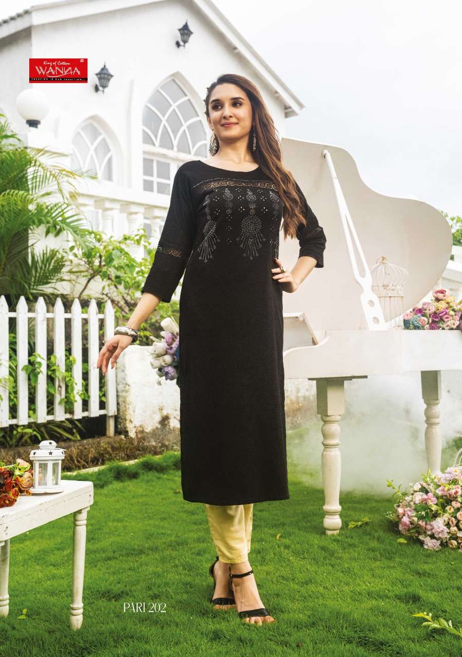 PARI VOL-2 BY WANNA 201 TO 206 SERIES DESIGNER STYLISH FANCY COLORFUL BEAUTIFUL PARTY WEAR & ETHNIC WEAR COLLECTION LYCRA KURTIS AT WHOLESALE PRICE