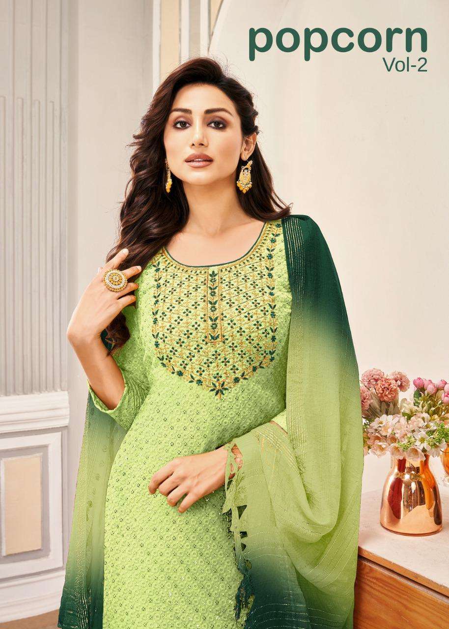 POPCORN VOL-2 BY ARTIO 39001 TO 39006 SERIES SUITS BEAUTIFUL FANCY COLORFUL STYLISH PARTY WEAR & OCCASIONAL WEAR RAYON WITH WORK DRESSES AT WHOLESALE PRICE