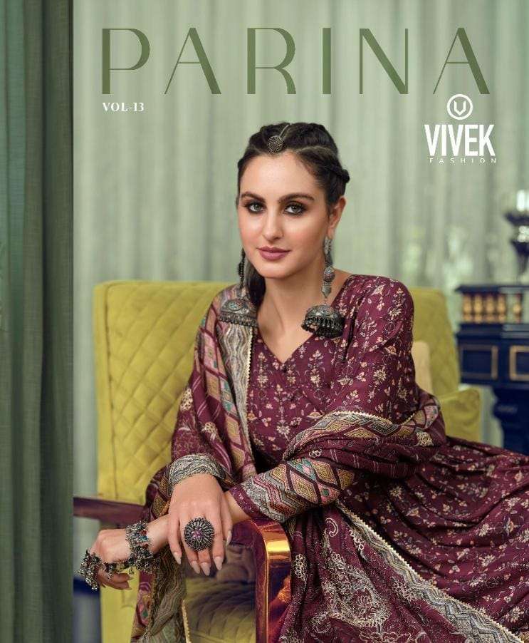 PARINA VOL-13 BY VIVEK FASHION 7801 TO 7806 SERIES BEAUTIFUL SUITS COLORFUL STYLISH FANCY CASUAL WEAR & ETHNIC WEAR HEAVY MUSLIN DIGITAL PRINT DRESSES AT WHOLESALE PRICE