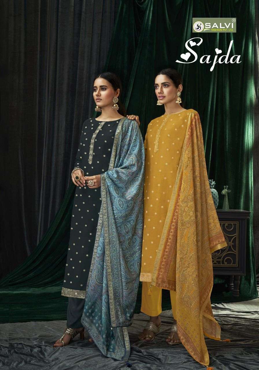 SAJDA BY SALVI FASHION 1001 TO 1006 SERIES BEAUTIFUL SUITS COLORFUL STYLISH FANCY CASUAL WEAR & ETHNIC WEAR PURE SILK  DRESSES AT WHOLESALE PRICE