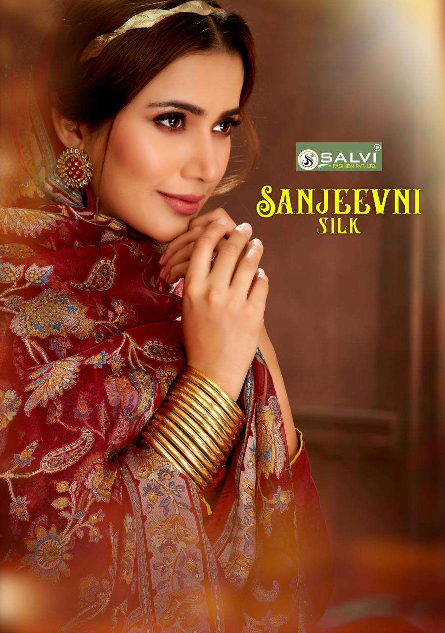 SANJEEVNI SILK BY SALVI FASHION 1001 TO 1006 SERIES BEAUTIFUL SUITS COLORFUL STYLISH FANCY CASUAL WEAR & ETHNIC WEAR PURE SILK EMBROIDERED DRESSES AT WHOLESALE PRICE