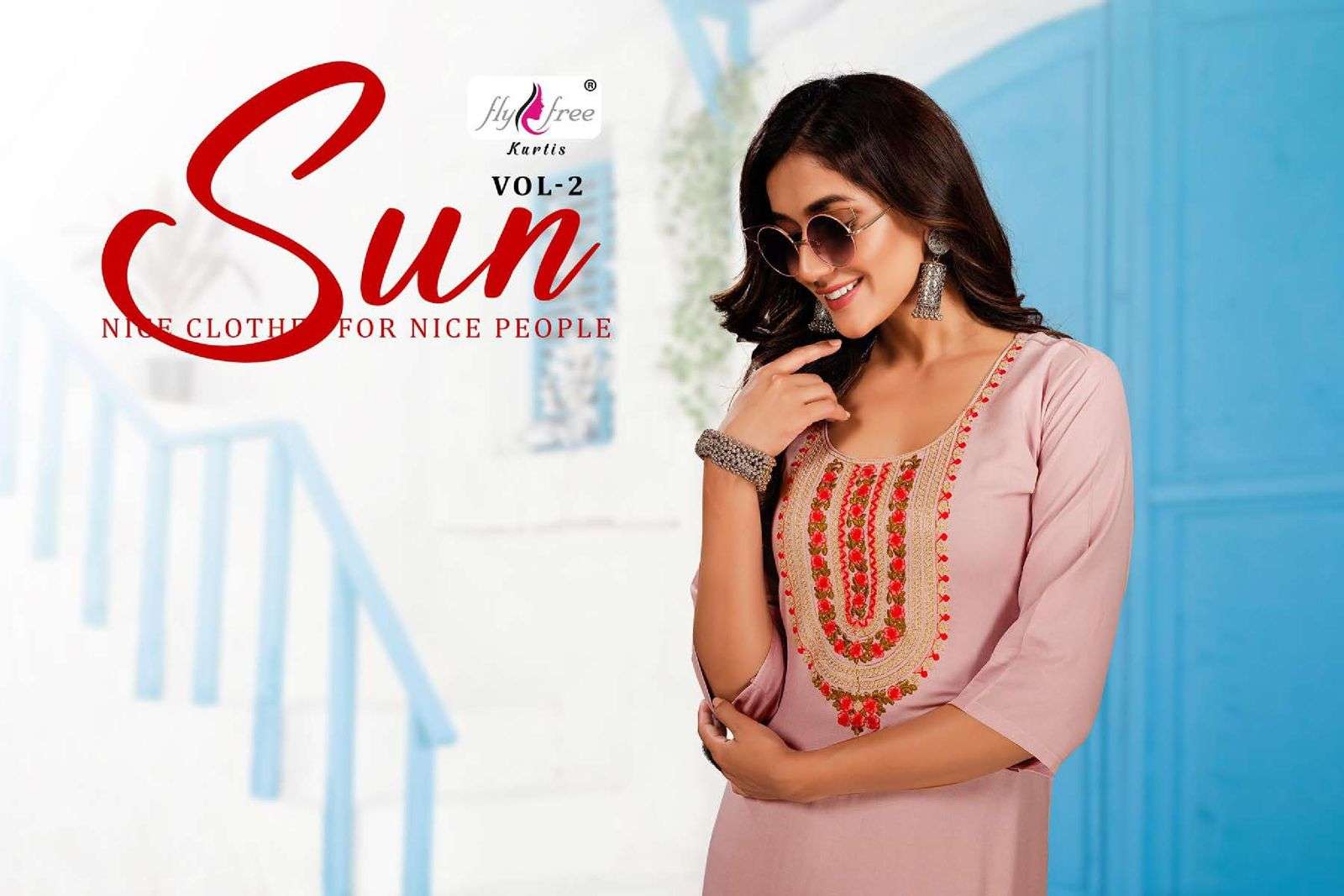 SUN VOL-2 BY FLY FREE 1001 TO 1008 SERIES BEAUTIFUL STYLISH FANCY COLORFUL CASUAL WEAR & ETHNIC WEAR RAYON SLUB KURTIS AT WHOLESALE PRICE
