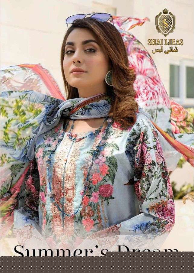 SUMMERS DREAM BY SHAI LIBAS 1001 TO 1005 SERIES BEAUTIFUL PAKISTANI SUITS COLORFUL STYLISH FANCY CASUAL WEAR & ETHNIC WEAR PURE CAMBRIC COTTON DIGITAL PRINT DRESSES AT WHOLESALE PRICE