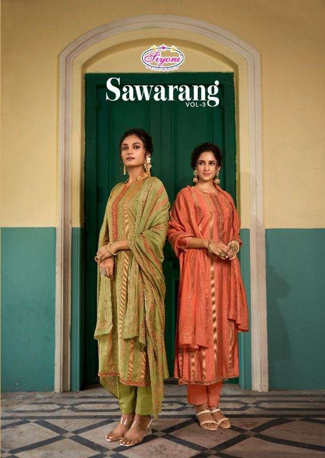 SAWARANG VOL-3 BY SIYONI 42001 TO 42008 SERIES BEAUTIFUL SUITS COLORFUL STYLISH FANCY CASUAL WEAR & ETHNIC WEAR SILK PRINT DRESSES AT WHOLESALE PRICE