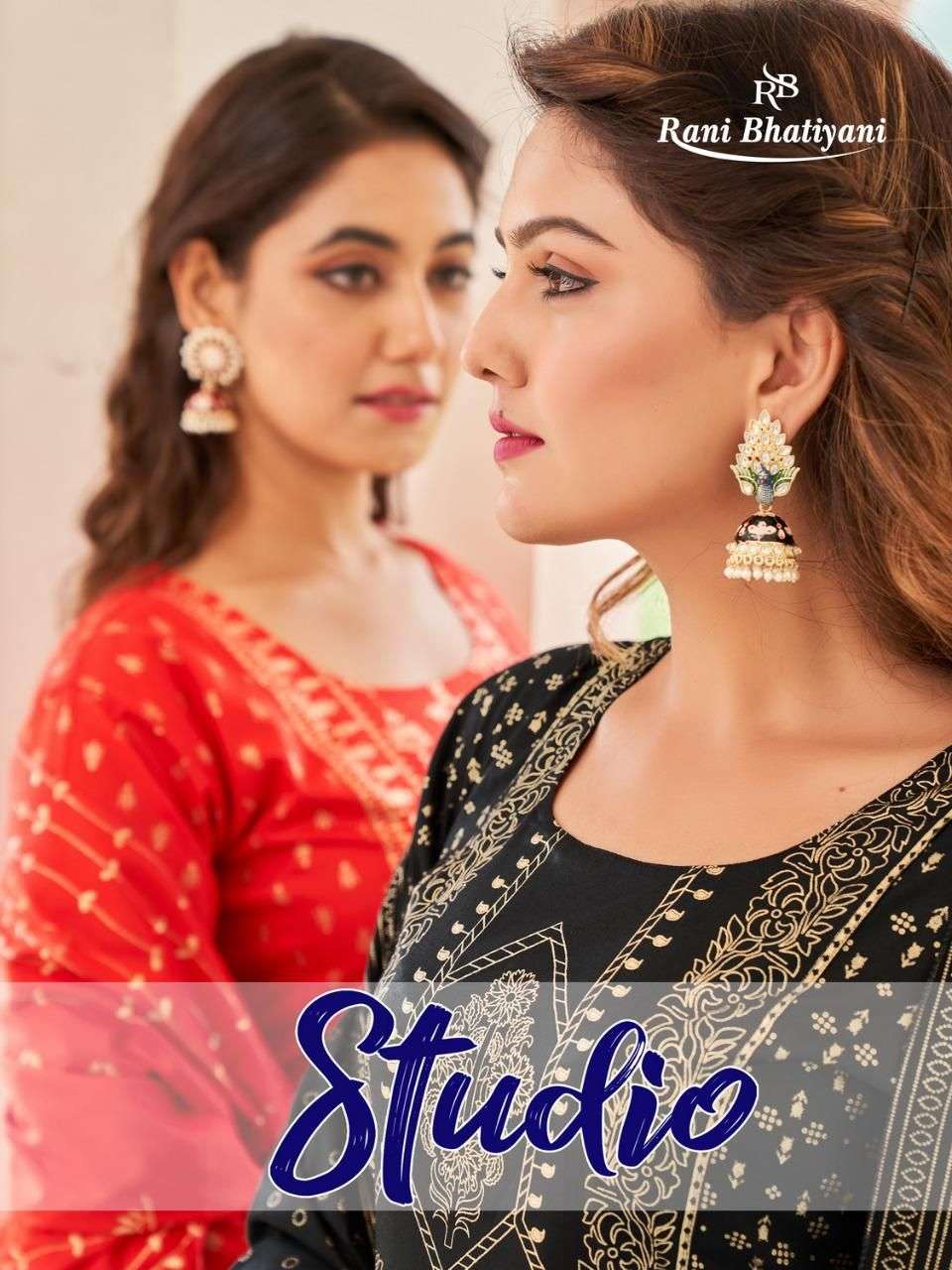 STUDIO BY RANI BHATIYANI 101 TO 108 SERIES BEAUTIFUL STYLISH FANCY COLORFUL CASUAL WEAR & ETHNIC WEAR RAYON FOIL PRINT GOWNS WITH DUPATTA AT WHOLESALE PRICE
