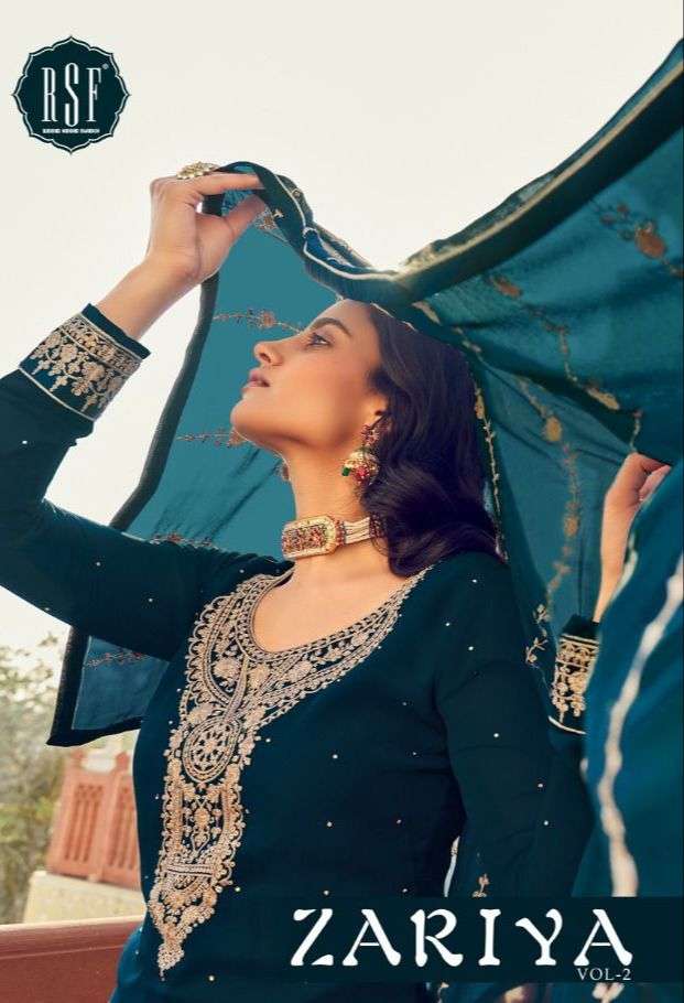 ZARIYA VOL-2 BY RIDDHI SIDDHI FASHION 21301 TO 21306 SERIES BEAUTIFUL SHARARA SUITS COLORFUL STYLISH FANCY CASUAL WEAR & ETHNIC WEAR FAUX GEORGETTE DRESSES AT WHOLESALE PRICE