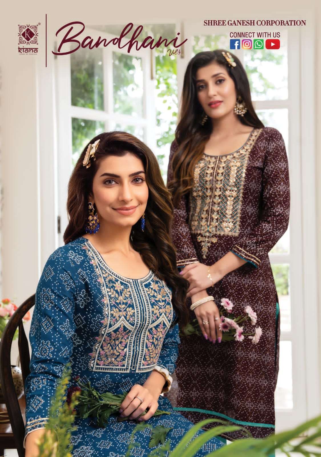 BANDHANI VOL-4 BY KIANA 401 TO 408 SERIES BEAUTIFUL STYLISH FANCY COLORFUL CASUAL WEAR & ETHNIC WEAR RAYON PRINT KURTIS WITH BOTTOM AT WHOLESALE PRICE