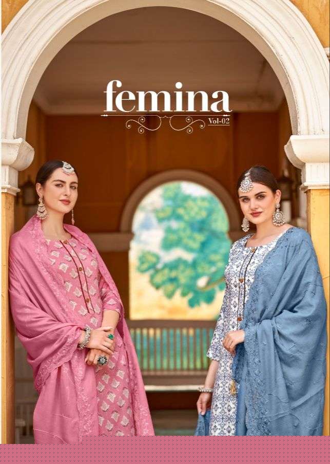 FEMINA VOL-2 BY HERMITAGE 2001 TO 2008 SERIES BEAUTIFUL SUITS COLORFUL STYLISH FANCY CASUAL WEAR & ETHNIC WEAR PURE COTTON SATIN DRESSES AT WHOLESALE PRICE