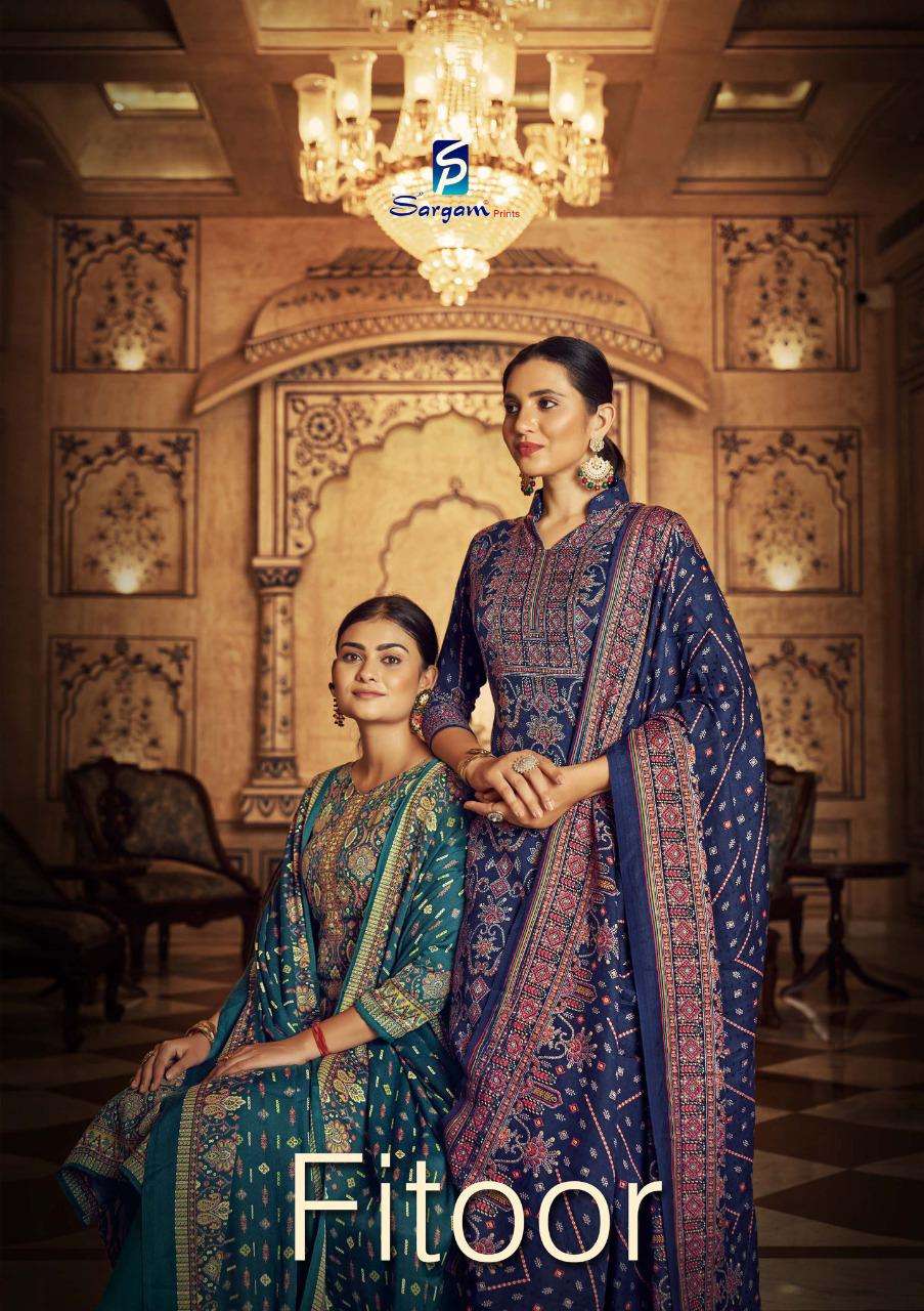 FITOOR BY SARGAM PRINTS 321-001 TO 321-008 SERIES SUITS BEAUTIFUL FANCY COLORFUL STYLISH PARTY WEAR & OCCASIONAL WEAR PURE PASHMINA PRINT DRESSES AT WHOLESALE PRICE