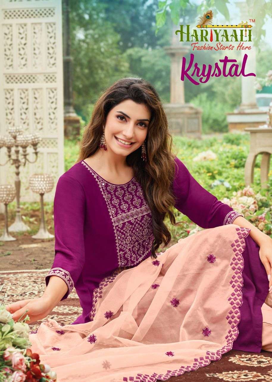 KRYSTAL BY HARIYAALI 207 TO 212 SERIES BEAUTIFUL SUITS COLORFUL STYLISH FANCY CASUAL WEAR & ETHNIC WEAR SILK DRESSES AT WHOLESALE PRICE