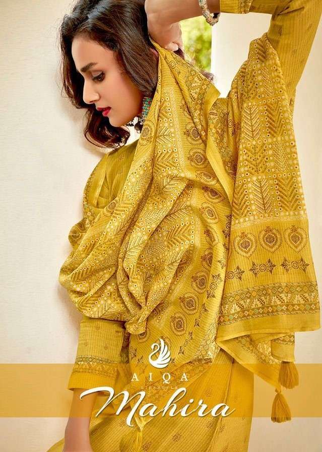 MAHIRA BY AIQA 1109 TO 1115 SERIES BEAUTIFUL SUITS STYLISH FANCY COLORFUL PARTY WEAR & OCCASIONAL WEAR MUSLIN SILK DRESSES AT WHOLESALE PRICE