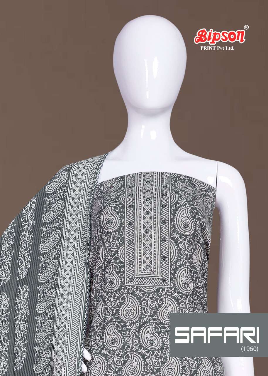 SAFARI-1960 BY BIPSON 1960-A TO 1960-D SERIES DESIGNER SUITS BEAUTIFUL STYLISH FANCY COLORFUL PARTY WEAR & ETHNIC WEAR PASHMINA PRINT DRESSES AT WHOLESALE PRICE