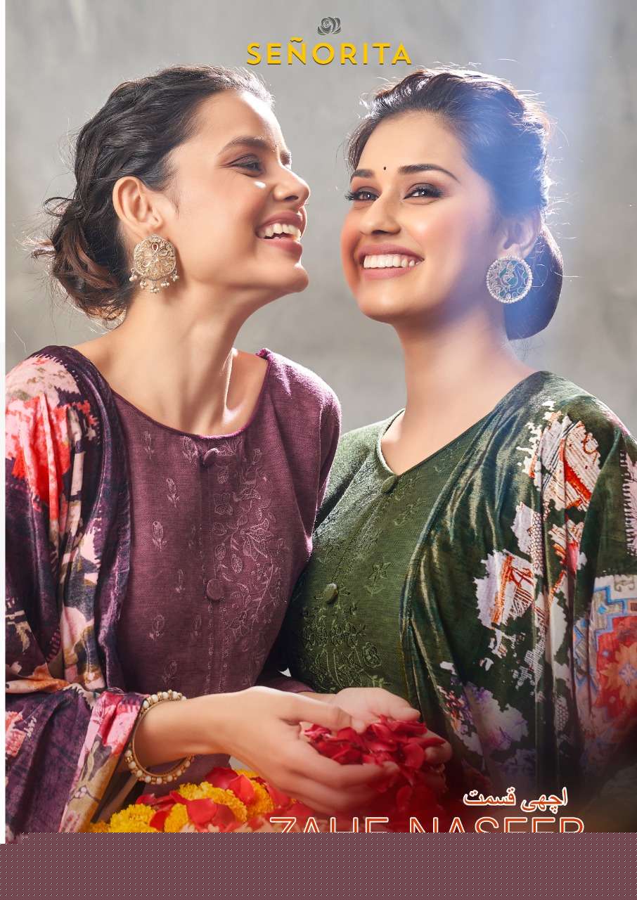 ZAHE-NASEEB BY SENORITA 1001 TO 1006 SERIES BEAUTIFUL SUITS COLORFUL STYLISH FANCY CASUAL WEAR & ETHNIC WEAR PURE PASHMINA PRINT WITH EMBROIDERY DRESSES AT WHOLESALE PRICE
