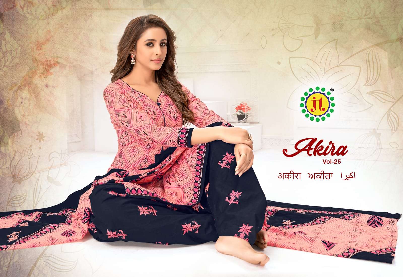 AKIRA VOL-25 BY JT 25001 TO 25015 SERIES BEAUTIFUL SUITS COLORFUL STYLISH FANCY CASUAL WEAR & ETHNIC WEAR PURE COTTON PRINT DRESSES AT WHOLESALE PRICE