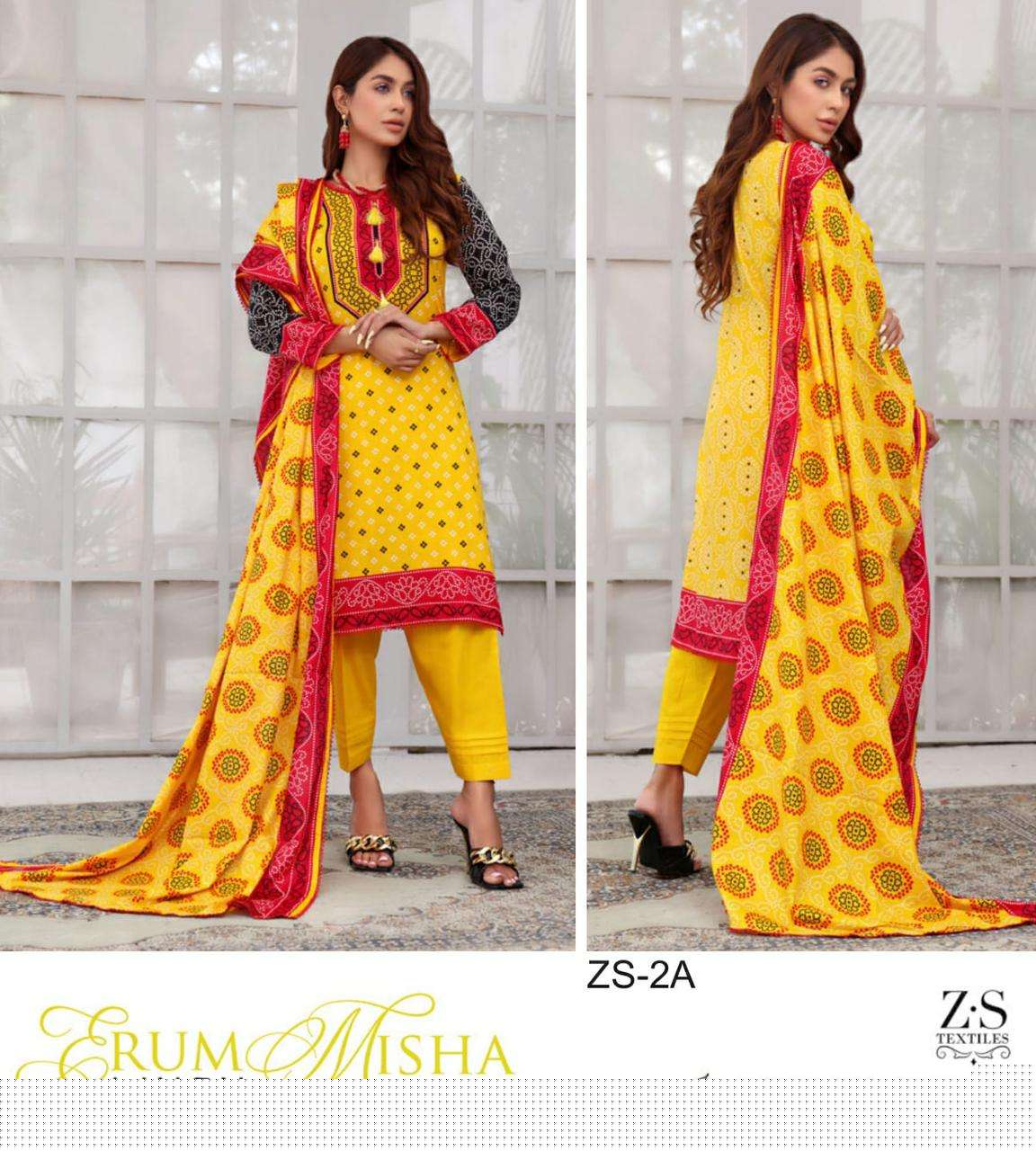 ERUM MISHA LINEN BY ZS TEXTILE 1A TO 8A SERIES BEAUTIFUL PAKISTANI SUITS COLORFUL STYLISH FANCY CASUAL WEAR & ETHNIC WEAR LINEN PRINT DRESSES AT WHOLESALE PRICE
