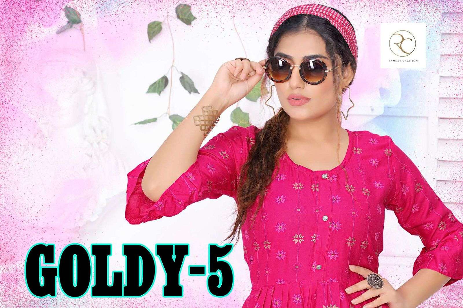 GOLDY VOL-5  BY RC 1001 TO 1008 SERIES BEAUTIFUL STYLISH FANCY COLORFUL CASUAL WEAR & ETHNIC WEAR RAYON PRINT KURTIS AT WHOLESALE PRICE
