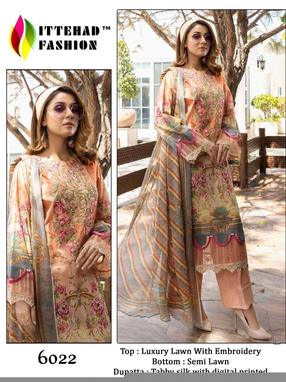 ITTEHAD LAWN BY ITTEHAD FASHION 6021 TO 6022 SERIES BEAUTIFUL PAKISTANI SUITS COLORFUL STYLISH FANCY CASUAL WEAR & ETHNIC WEAR LUXURY LAWN DIGITAL PRINT DRESSES AT WHOLESALE PRICE