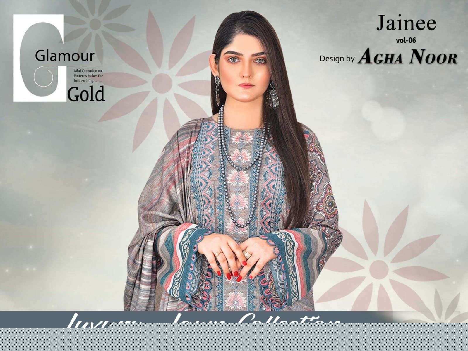 Jainee Vol-6 By Agha Noor 6001 To 6006 Series Beautiful Suits Colorful Stylish Fancy Casual Wear & Ethnic Wear Lawn Cotton Print Dresses At Wholesale Price