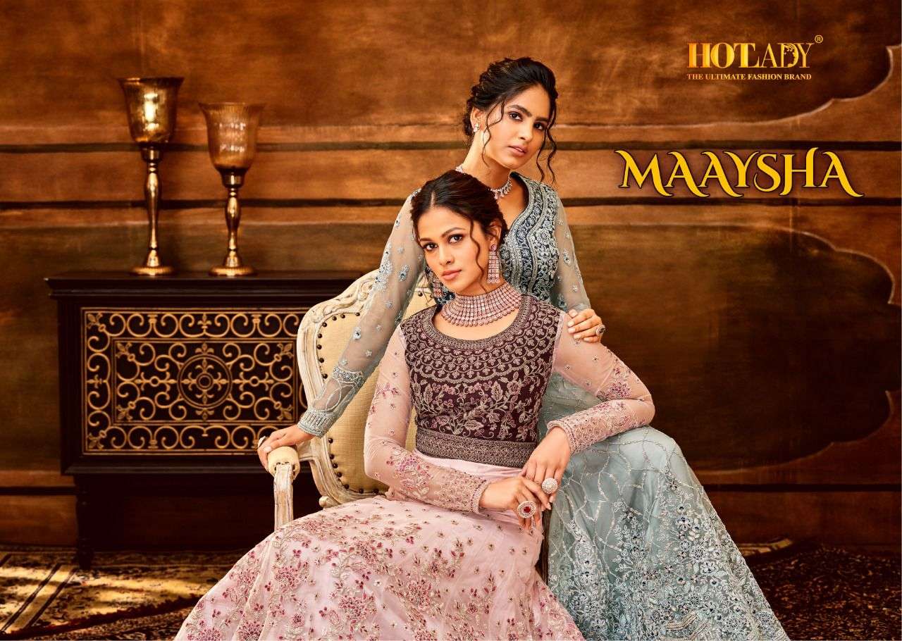 Maaysha By Hot Lady 7921 To 7925 Series Beautiful Stylish Anarkali Suits Fancy Colorful Casual Wear & Ethnic Wear & Ready To Wear Georgette/Net Dresses At Wholesale Price