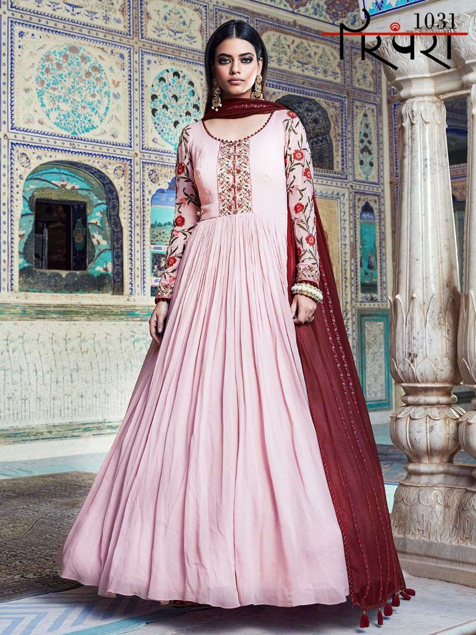 Parampra Vol-7 By Parampra 1030 To 1031 Series Beautiful Stylish Fancy Colorful Casual Wear & Ethnic Wear Georgette/Viscose Silk Gowns With Dupatta At Wholesale Price