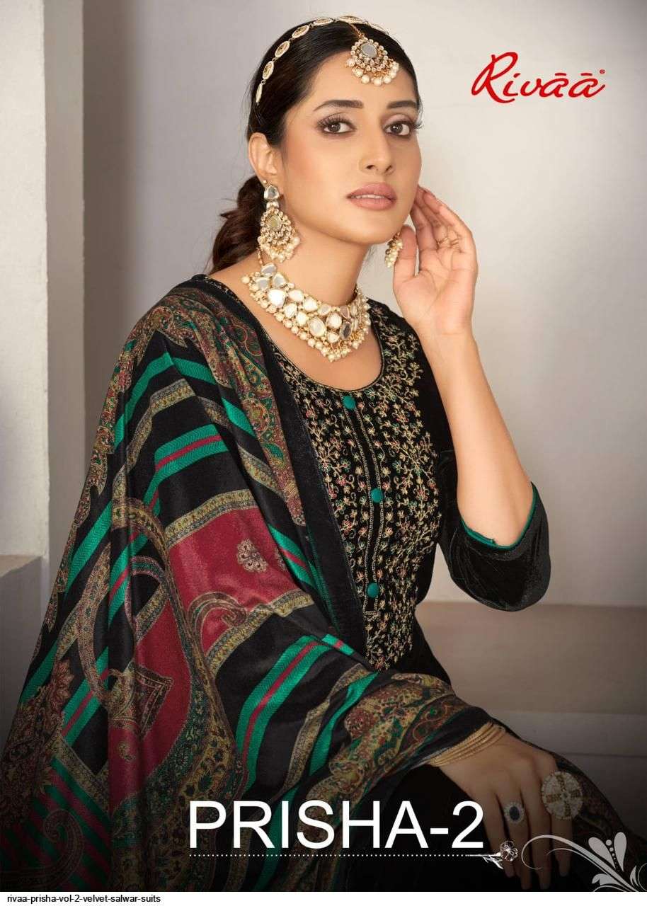PRISHA VOL-2 BY RIVAA 2393 TO 2399 SERIES FESTIVE SUITS BEAUTIFUL FANCY COLORFUL STYLISH PARTY WEAR & OCCASIONAL WEAR VELVET EMBROIDERY DRESSES AT WHOLESALE PRICE